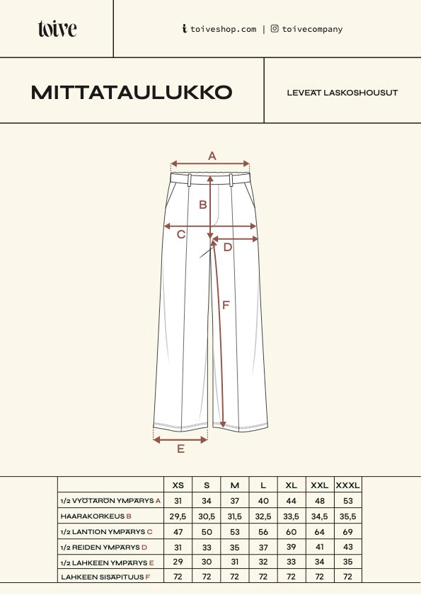 Leveät Laskoshousut, Musta