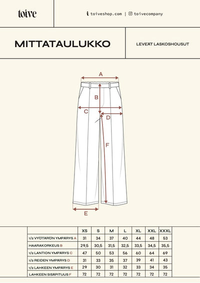 Leveät Laskoshousut, Musta
