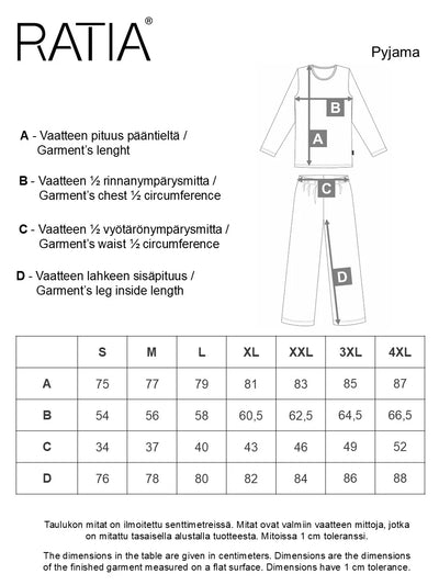 Miesten Pyjama Raita, Sininen/Viini