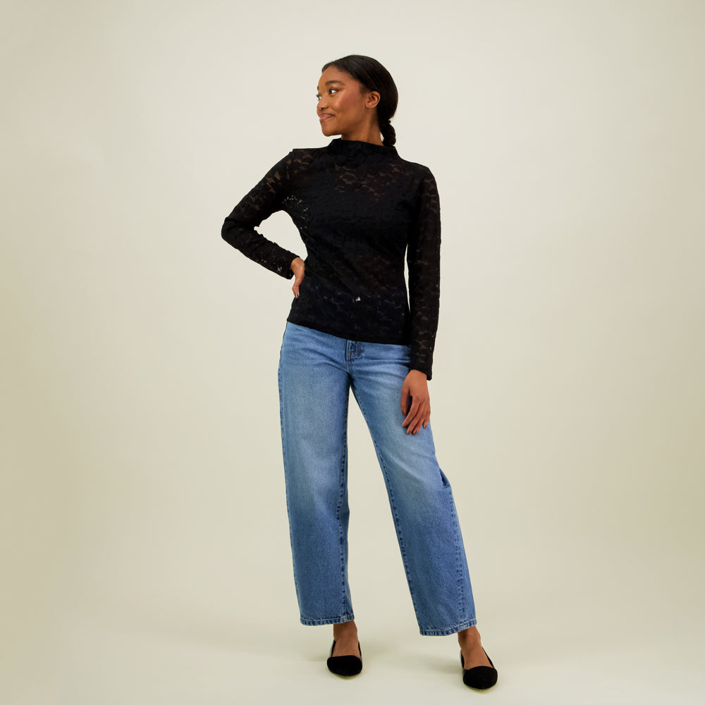 Mock Neck Shirt, Licorice