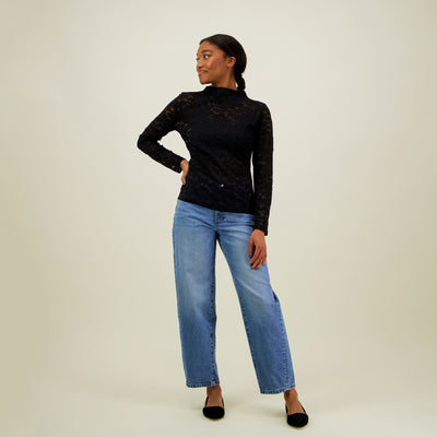 Mock Neck Shirt, Licorice