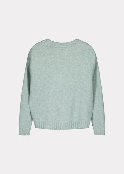 O-neck Pullover Fluffy Knit, Jade