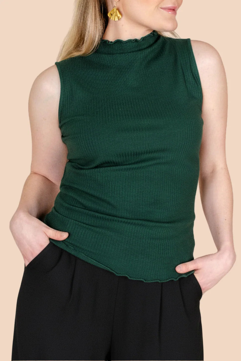Rib Top, Dark Green