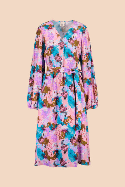 Wrap Midi Dress, Candy Aquarelle