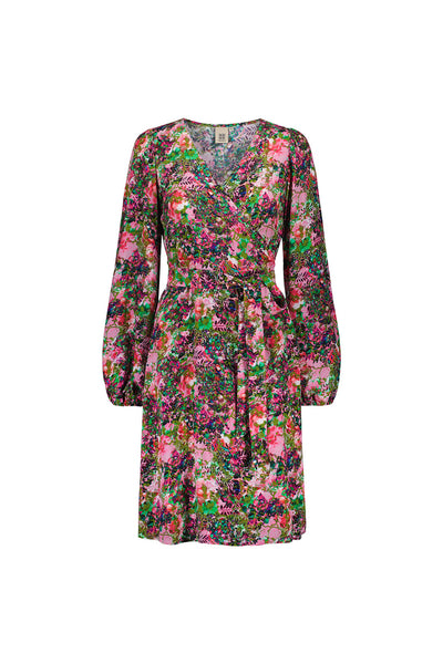 Wrap Mini Dress, Blooming Forest Bright