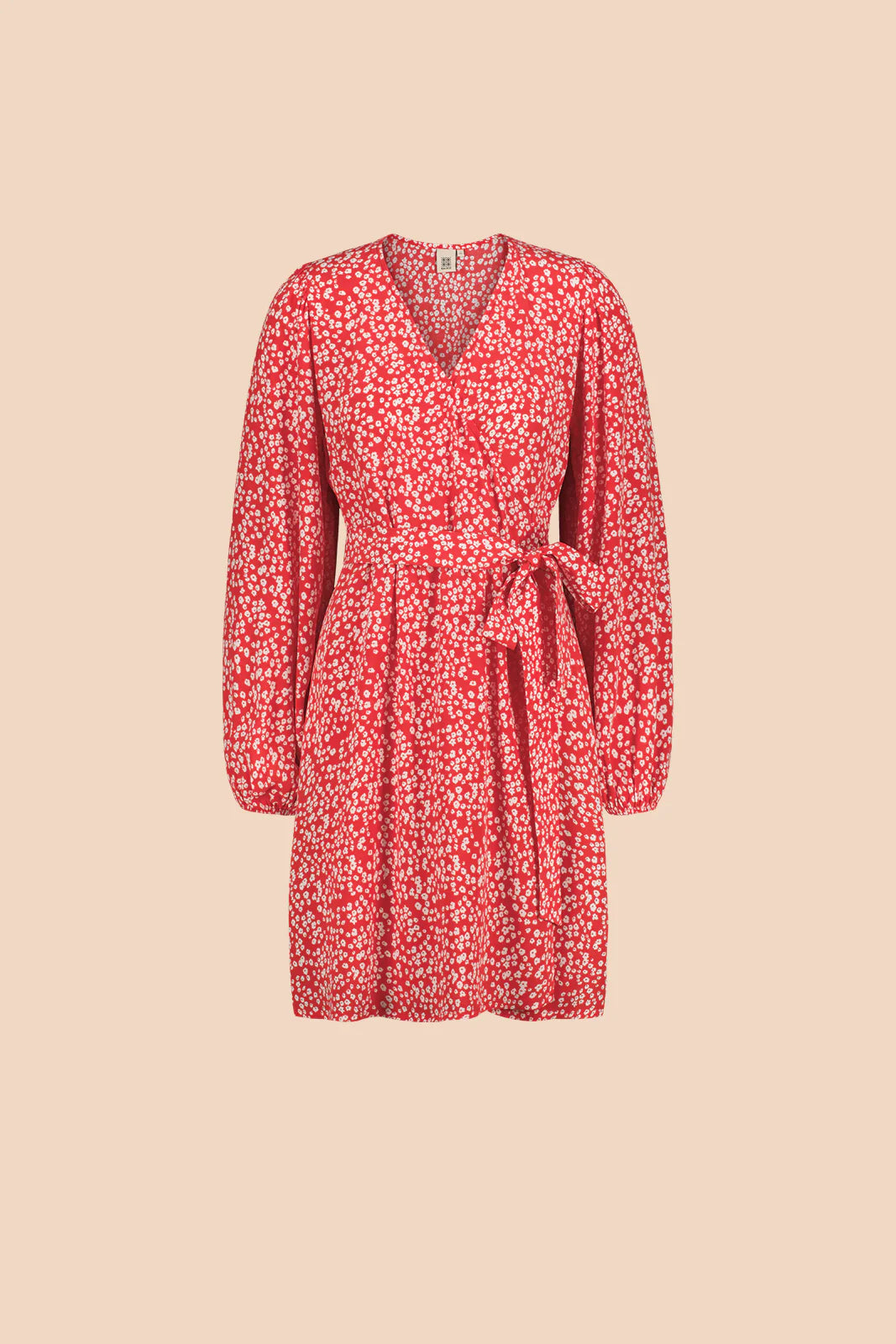Wrap Mini Dress, Flora Red