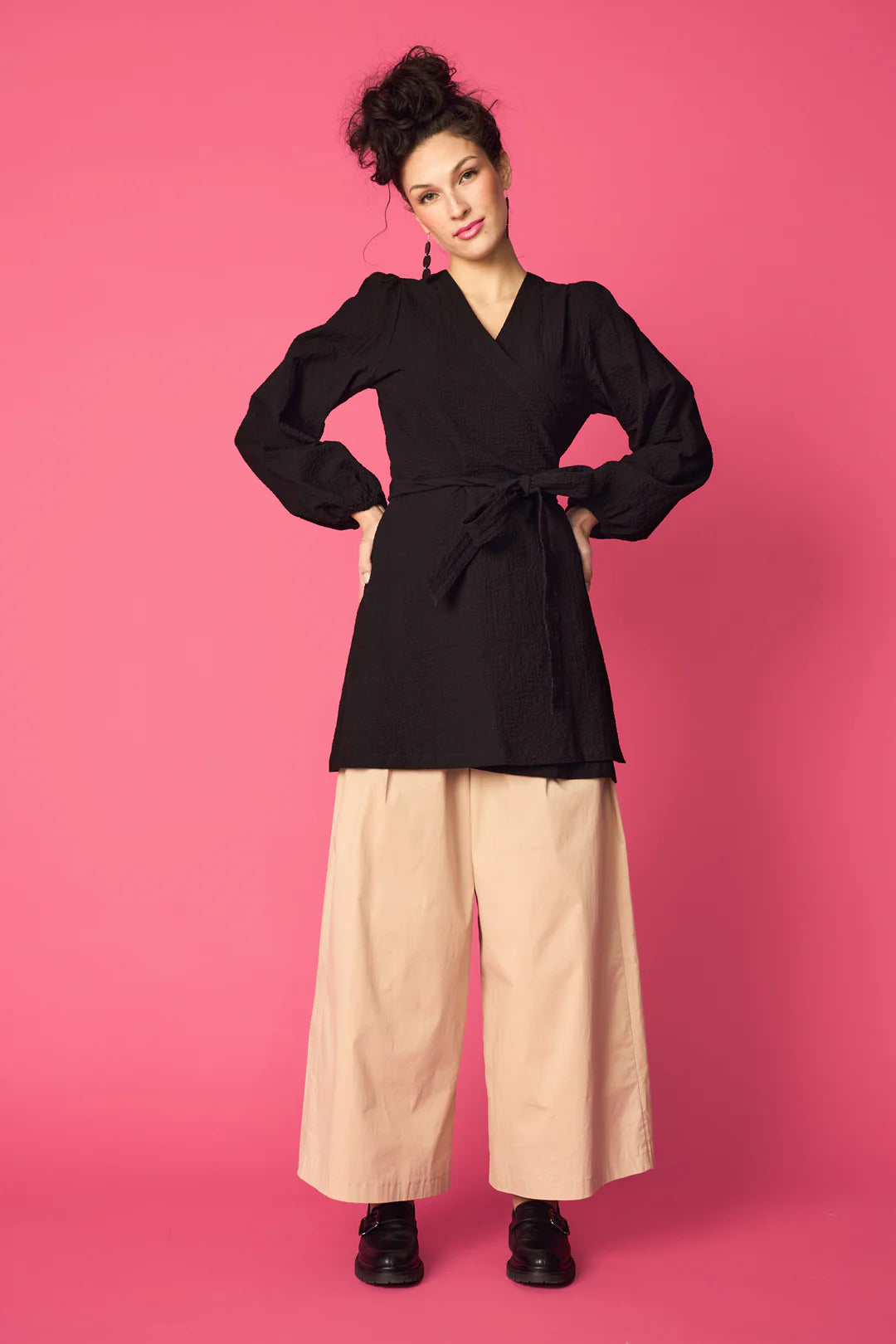 Papu Design Puff Wrap Dress, Black – Miela