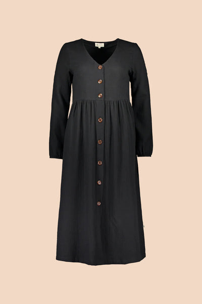 Button Dress, Black