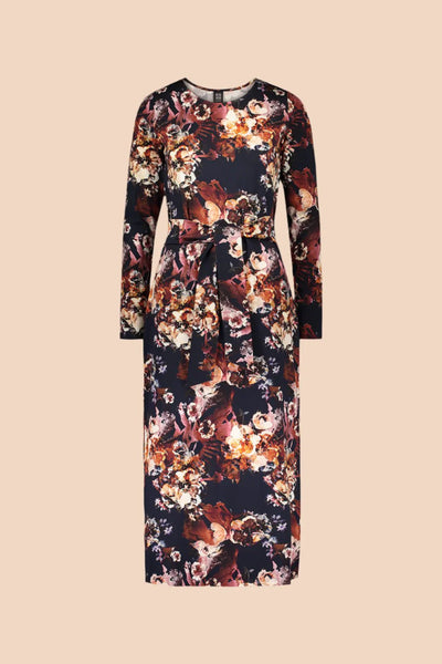Midi Belted Dress, Cobalt Rose