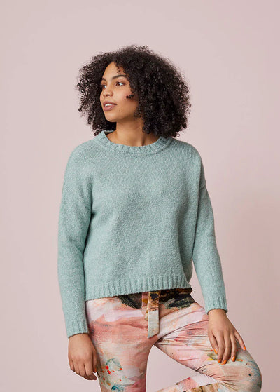 O-neck Pullover Fluffy Knit, Jade