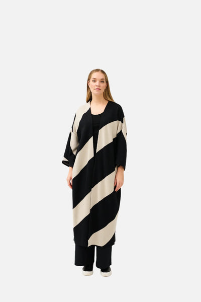 WIDE SLEEVE Neuletakki, Musta/hiekka