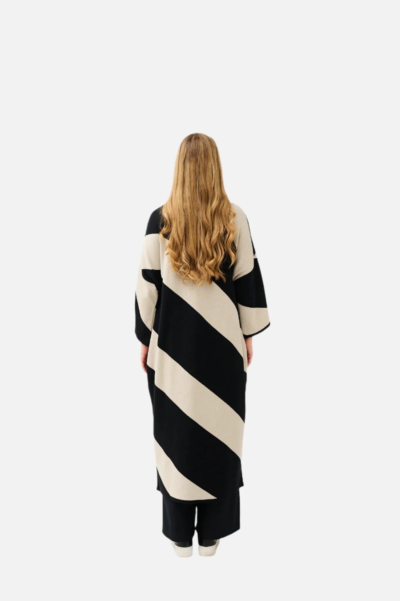 WIDE SLEEVE Neuletakki, Musta/hiekka