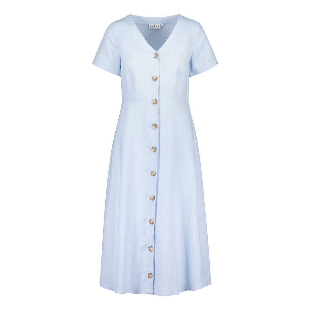 Penelope Dress Linen, Sky Blue