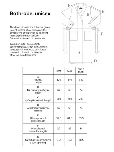 Unisex Kylpytakki, Pippuriraita Harmaa/Valkoinen