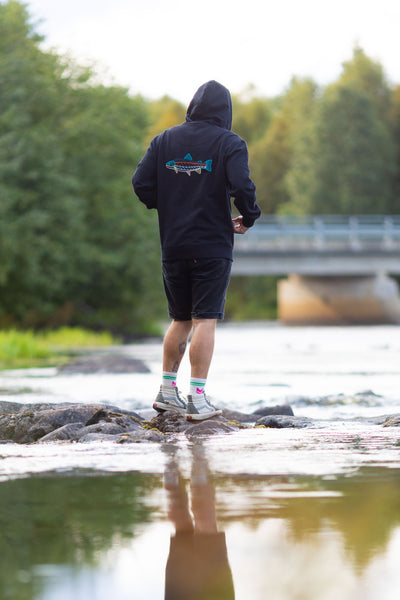 Rainbow Trout Hoodie, Black