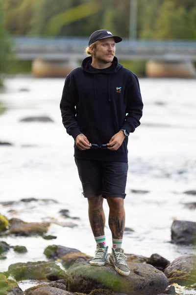 Rainbow Trout Hoodie, Black