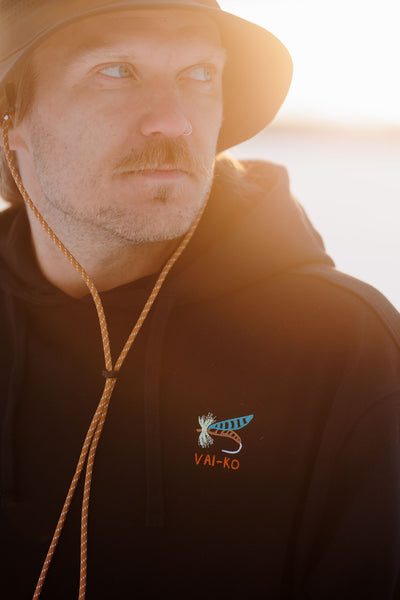 Rainbow Trout Hoodie, Black