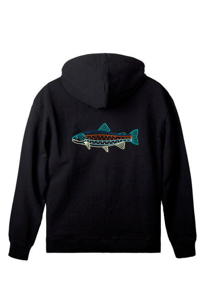 Rainbow Trout Hoodie, Black