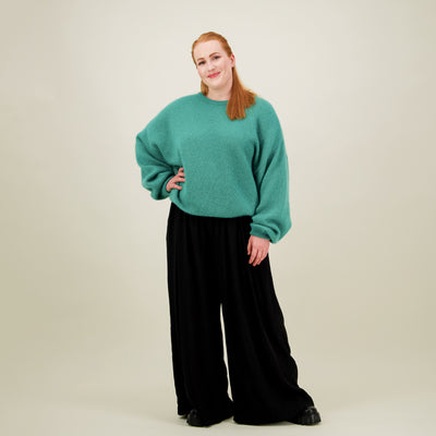 Pleated Wide Leg Pants, Licorice