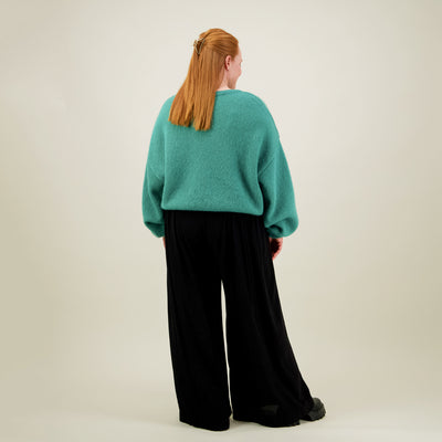 Pleated Wide Leg Pants, Licorice