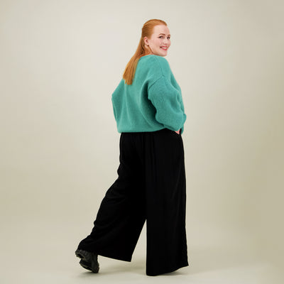 Pleated Wide Leg Pants, Licorice