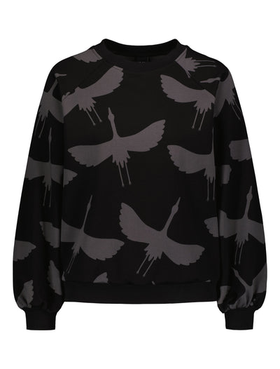 Rita Sweatshirt Cranes, Black