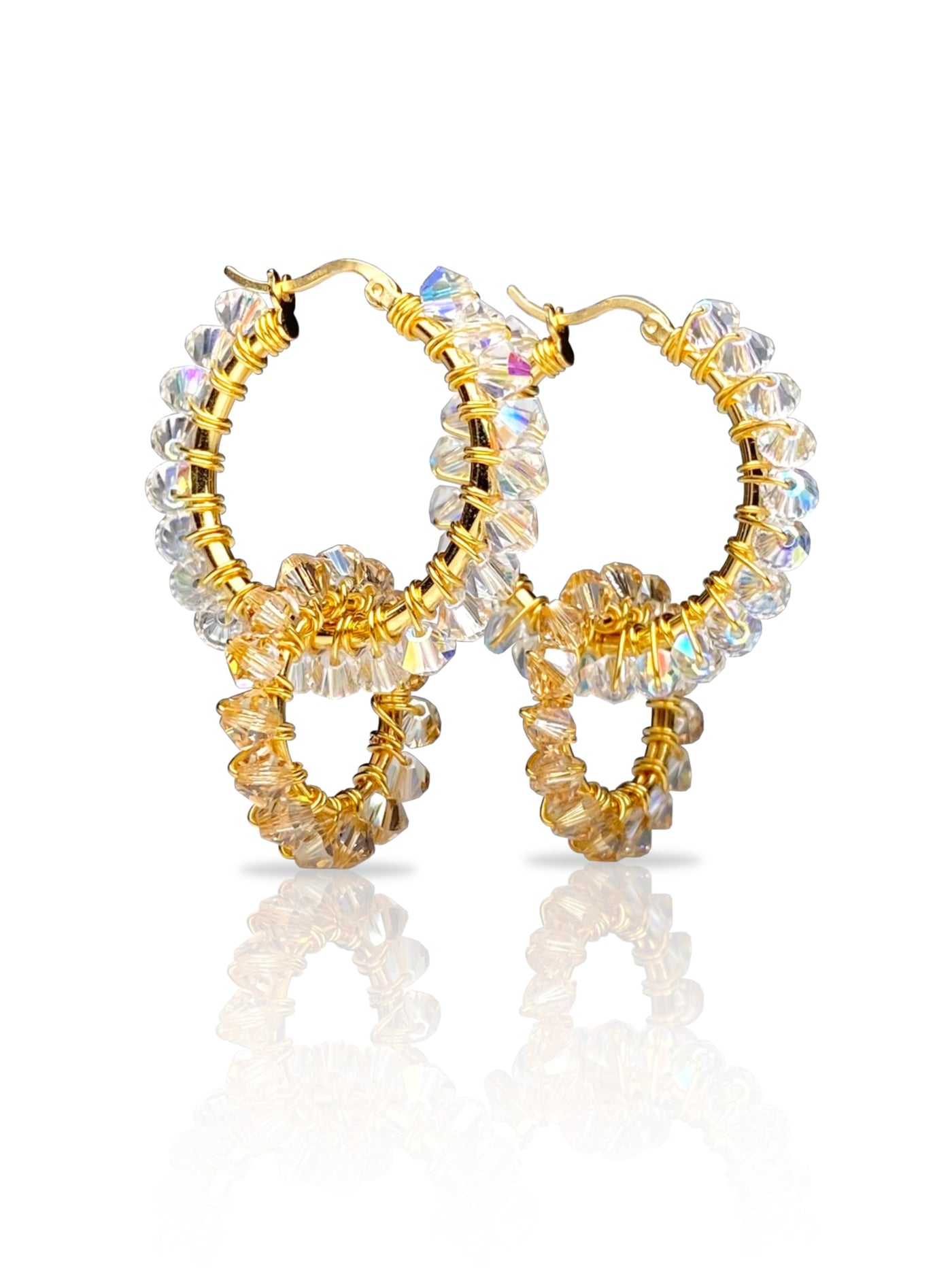 Tuplarenkaat Korvakorut, Kullattu, eri värejä