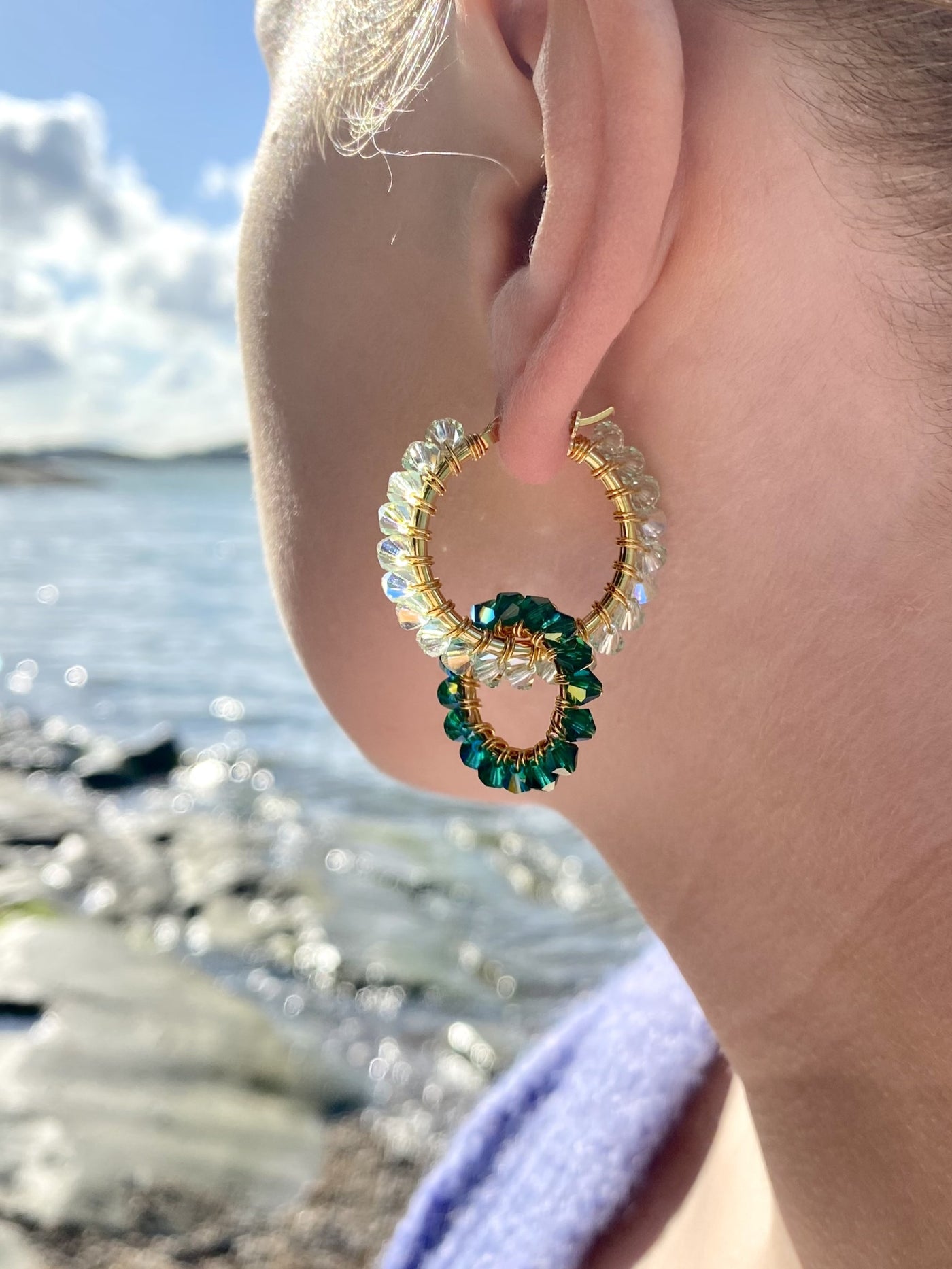 Tuplarenkaat Korvakorut, Kullattu, eri värejä