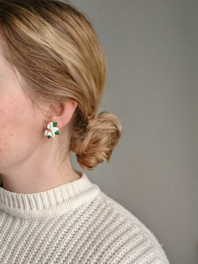 Pieni Poinsettia Korvakorut, Valkoinen