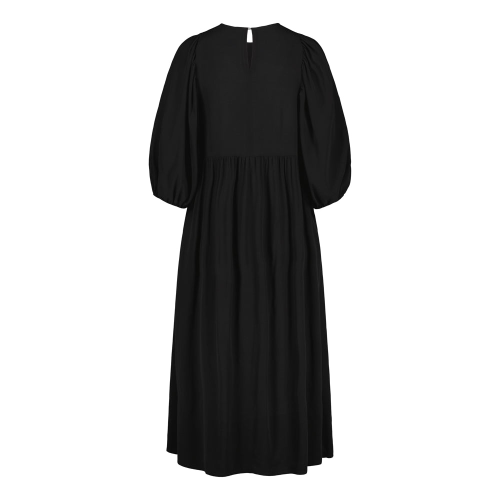 Volume Sleeve Midi Dress, Licorice