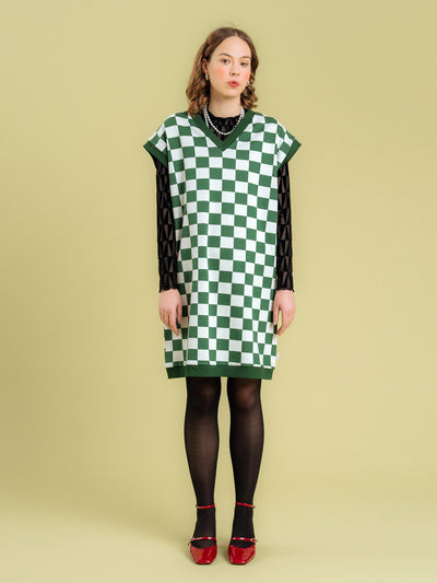 Aline Vest Dress, Chess Green