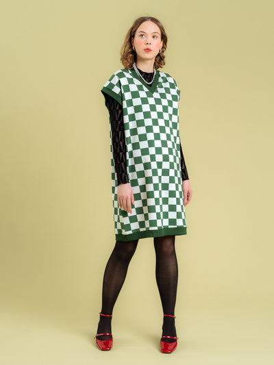 Aline Vest Dress, Chess Green