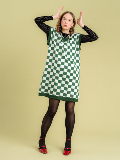 Aline Vest Dress, Chess Green