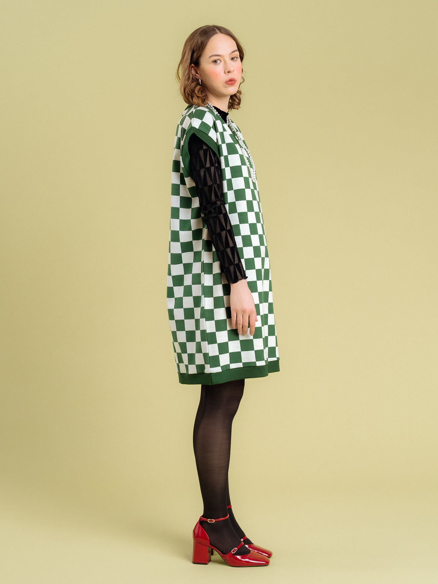 Aline Vest Dress, Chess Green