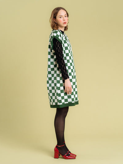 Aline Vest Dress, Chess Green