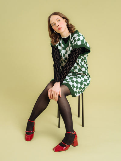 Aline Vest Dress, Chess Green
