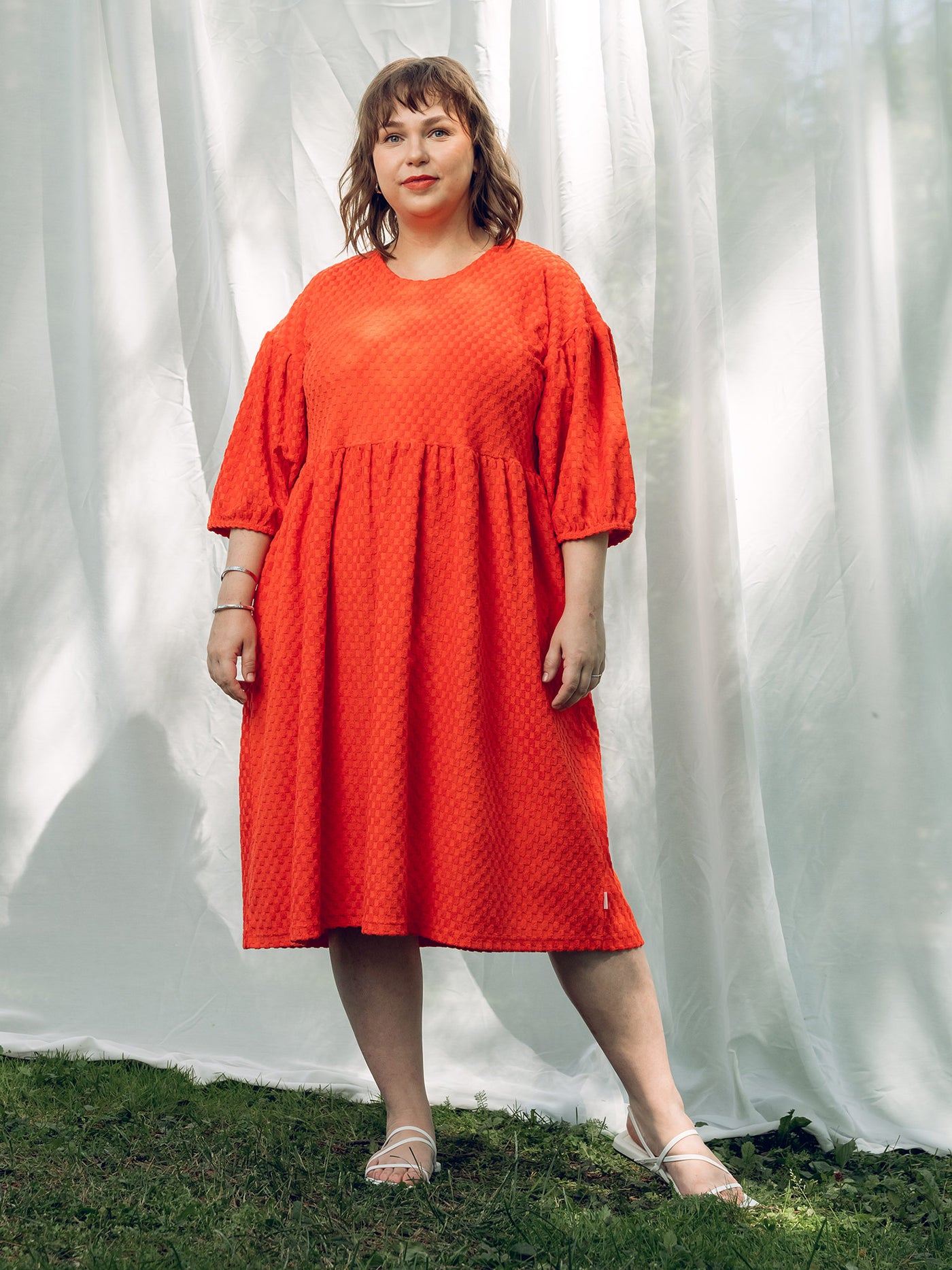 Elena Dress, Square Red