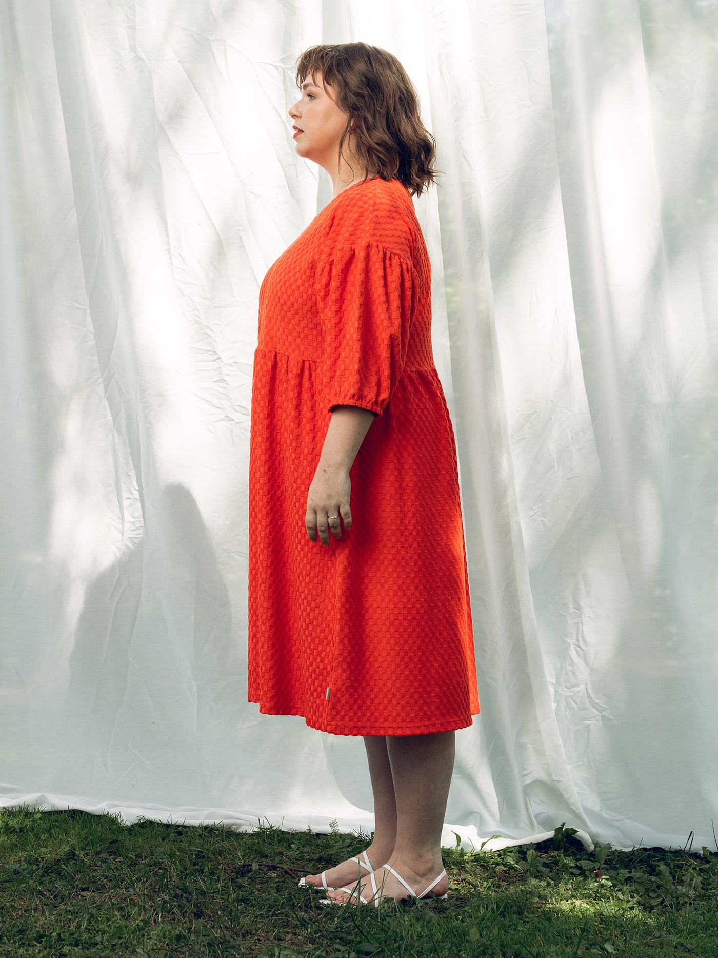 Elena Dress, Square Red