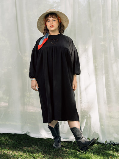 Evelyn Embroidered Dress, Black