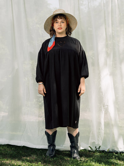 Evelyn Embroidered Dress, Black