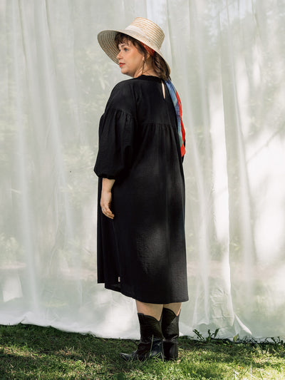 Evelyn Embroidered Dress, Black