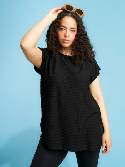 Kia Top, Black Viscose Dot