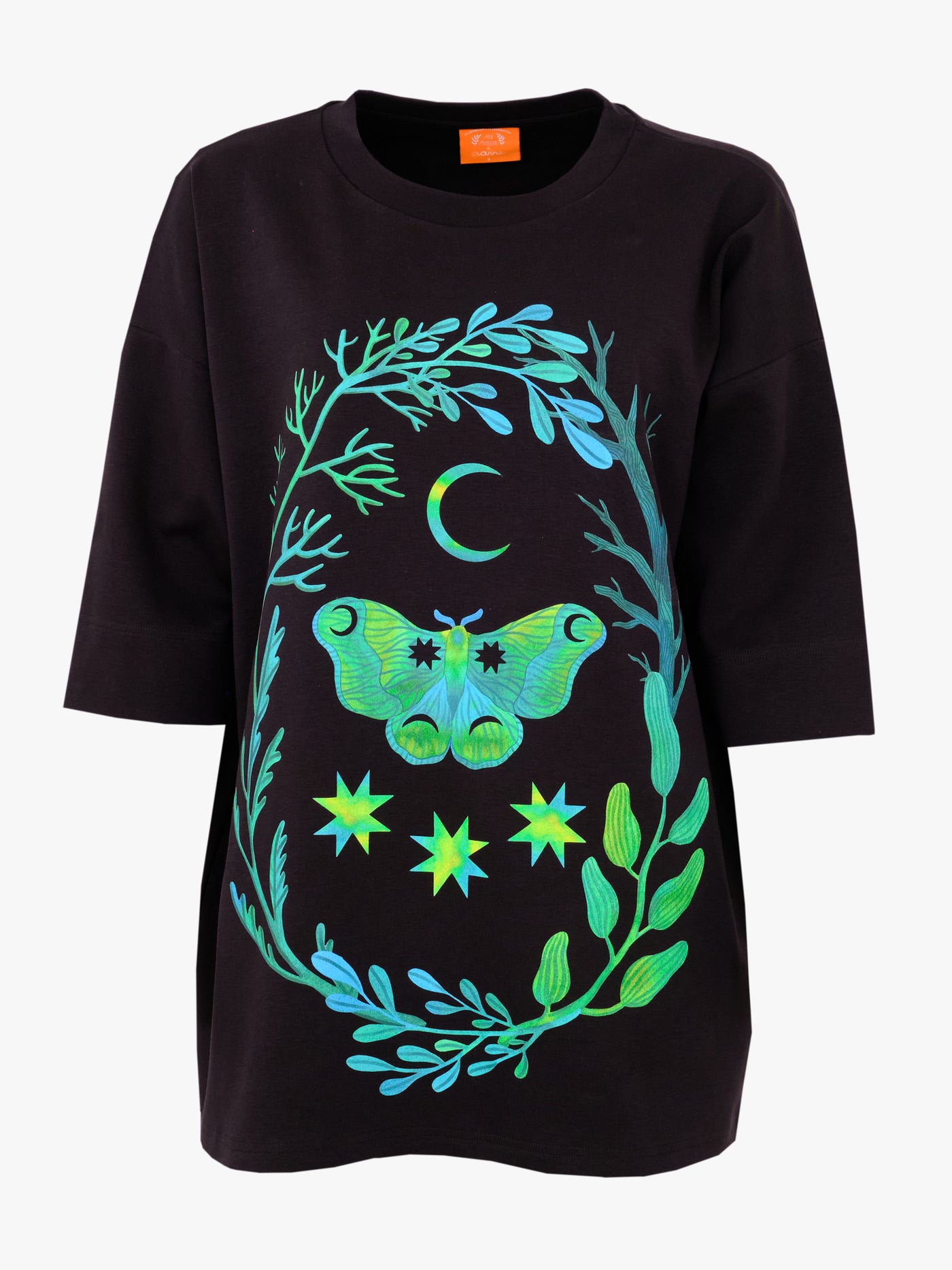 Leandro Long T-Shirt Moth Moon, Black