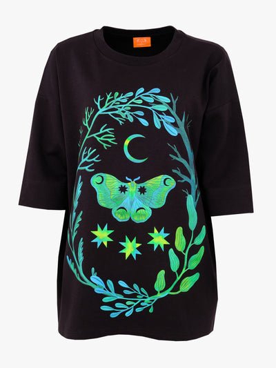 Leandro Long T-Shirt Moth Moon, Black