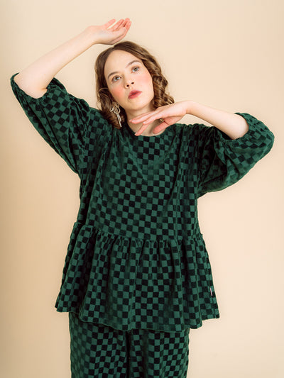 Lolita Shirt, Chess Velour Green