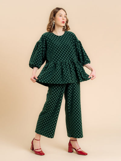 Vera Pants, Chess Velour Green