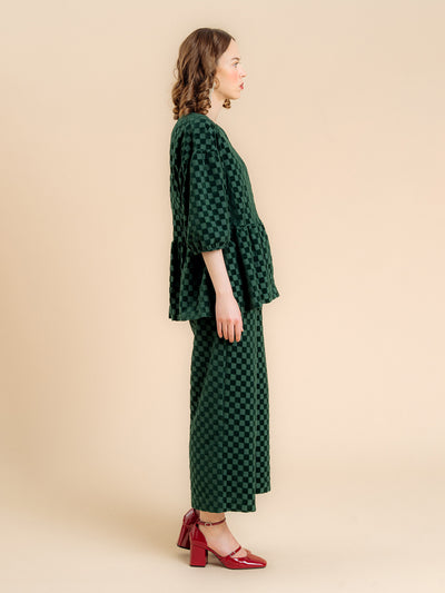 Vera Pants, Chess Velour Green