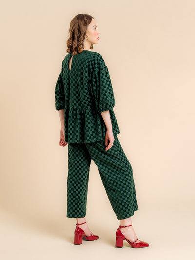 Vera Pants, Chess Velour Green