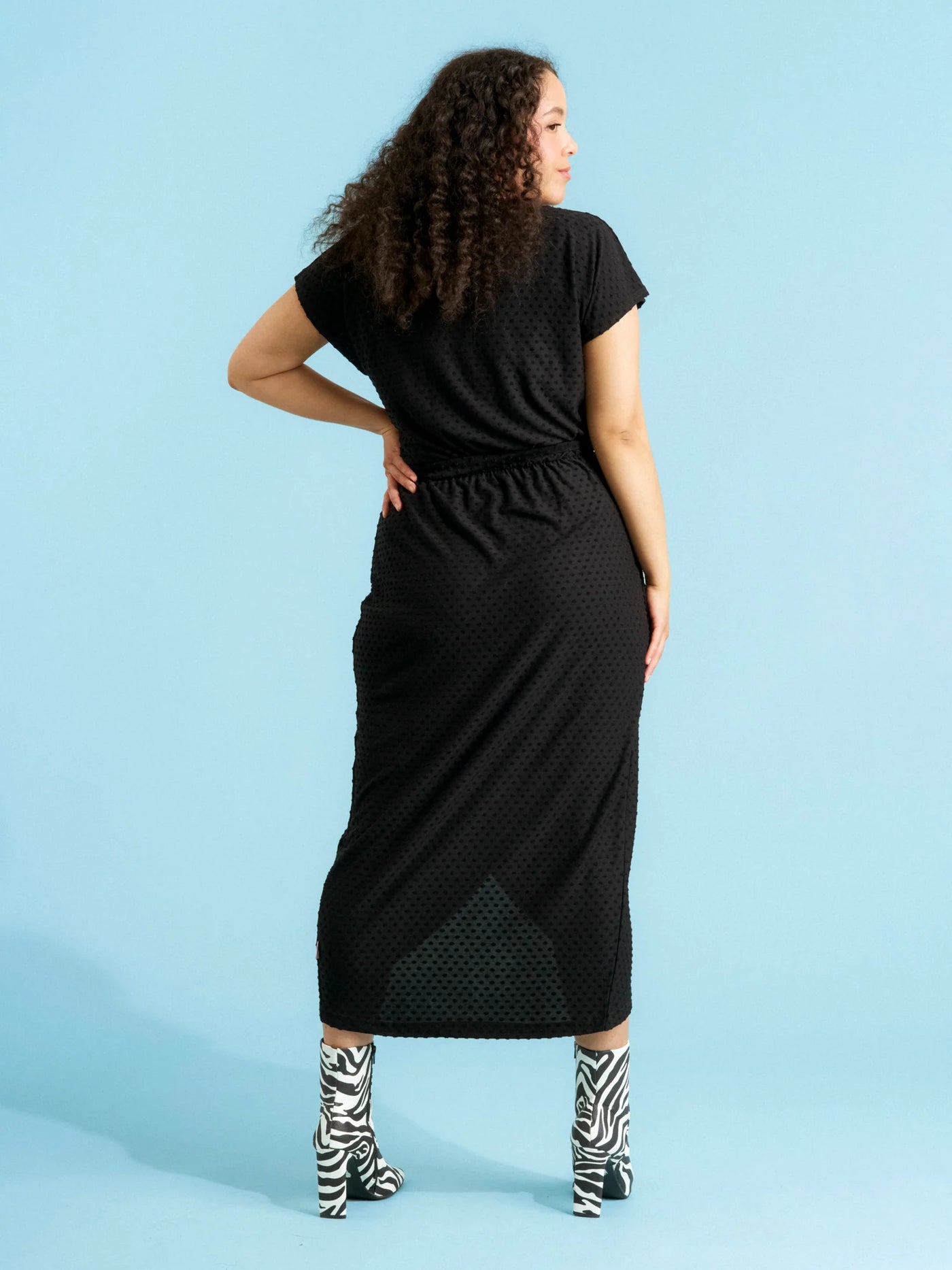 Ricardina Dress, Black Viscose Dot