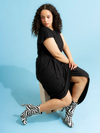 Ricardina Dress, Black Viscose Dot